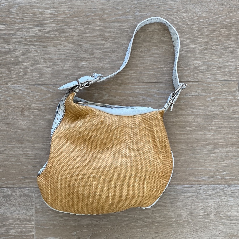 FENDI Oyster Selleria Lavorazione a Mano handbag. Straw/white leather!!
